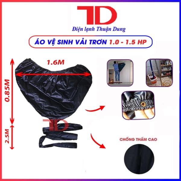 Áo vệ sinh xanh đen vải trơn 1.6m