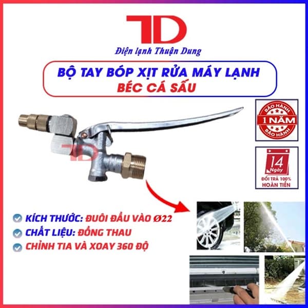 Bộ tay bóp xịt rửa máy lạnh xoay (Chân 22 mm - Béc cá sấu)